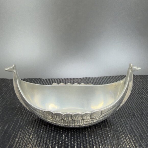 Just Andersen Danmark No 1109 Signed Pewter Viking Ship Salt Cellar Denmark VTG - Picture 11 of 11